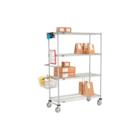 Nexel Curbside Truck, Nexelate , 42L x 24W x 69H, 4 Wire Shelves, Polyurethane Casters CS24424EP